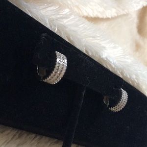 Diamond Triple Row Hoop Earrings inSterling Silver